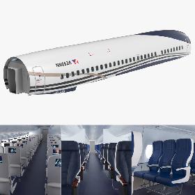 Jet Airplane Passenger Cabin 3D